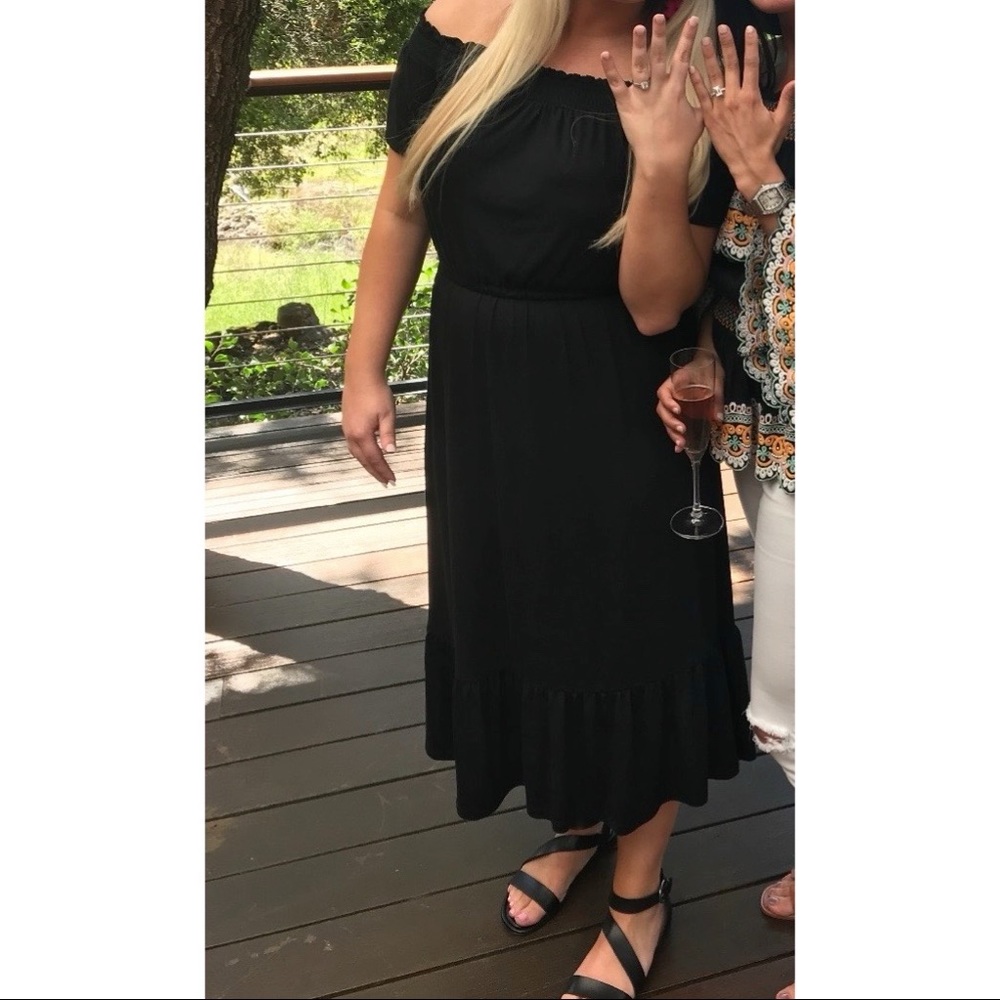 Old Navy Black Off The Shoulder Midi Dress